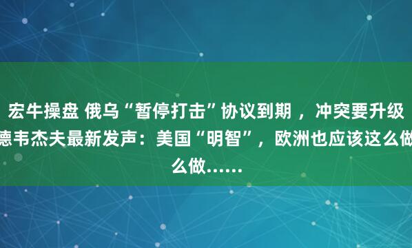 宏牛操盘 俄乌“暂停打击”协议到期 ，冲突要升级？梅德韦杰夫最新发声：美国“明智”，欧洲也应该这么做......